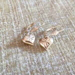 Gold Plated 925 Silver Lever Back Heart Earrings